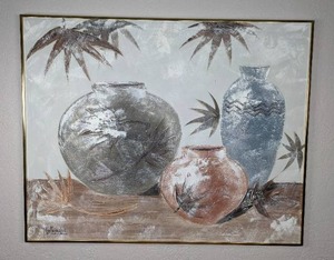 lot 100 image: Gorgeous Pottery Vase Picture Wall Art Signed by Lee Reynolds