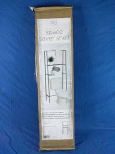 lot 203 image: New Honey-Can-Do Over-The-Toilet Silver Steel Spacesaver