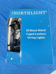 lot 223 image: Northlight Seasonal 10 Cage Fisherman Lantern Patio String Light Set