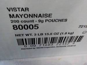 Vistar Mayonnaise 200 ct Single Ser...