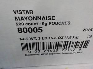 Vistar Mayonnaise 200 ct Single Ser...