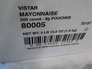 Vistar Mayonnaise 200 ct Single Ser...