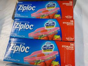 3 ct Ziploc x 38 Storage Gallon Bag...