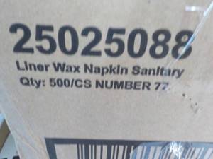 500 Wax Napkin Sanitary Liners...
