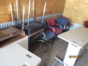 Abandoned Stored Goods from a school.  Desks, Shelves and More