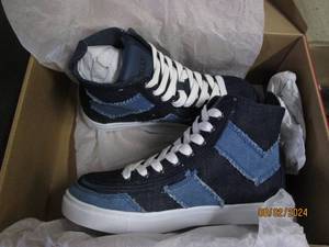 new billys chevron high top blue denim size 7