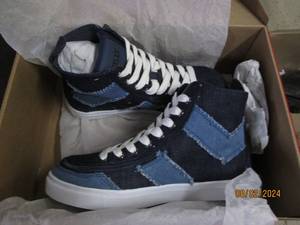 new billys chevron high top blue denim size 7