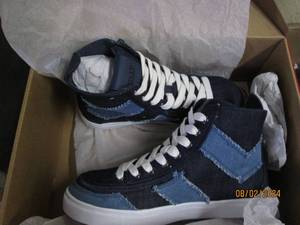 new billys chevron high top blue denim size 7