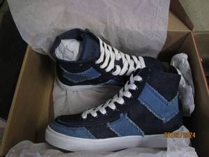 new billys chevron high top blue denim size 7