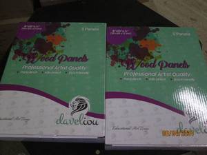 2 new boxes of wood panels from daveliou 8x10 inch 5 panels per box pure birch