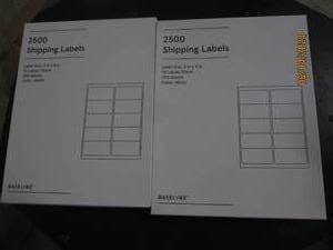 2 packages of 2500 shipping labels...