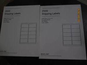 2 packages of 2500 shipping labels...