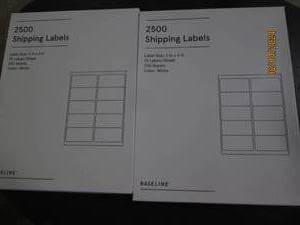 2 packages of 2500 shipping labels...