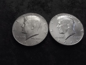 2-JFK Half Dollars 1964, 1965