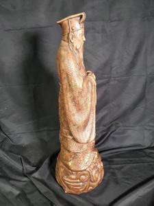lot 3 image: Antique Wooden Asian Figure Sculpture