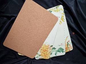 lot 13 image: Set of Floral Patterned Placemats with Cork Backing