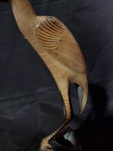 lot 32 image: Hand-Carved Wooden Bird Sculpture