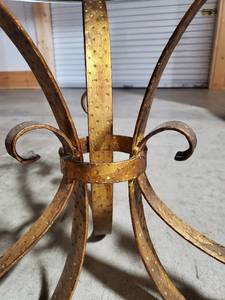 lot 101 image: Glass Top Metal Accent Table