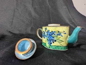 lot 112 image: Hand-painted Floral Ceramic Teapot