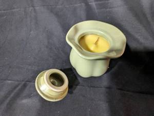 lot 130 image: Green Ceramic Candle Holder with Lid