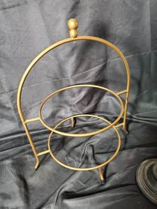 lot 134 image: Metal Stand and Gold-Finish Two-Tier Stand