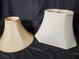 lot 136 image: Assorted Fabric Lamp Shades - Set of Three