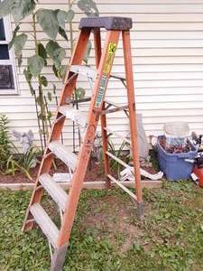 lot 20 image: 6 ft fiberglass green bull ladder