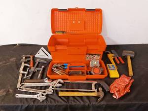 lot 34 image: Tool box full of assorted hand tools