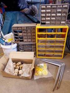 lot 35 image: Four Hardware organizers full of assorted Hardware