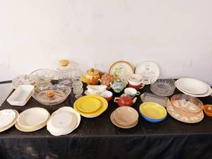 lot 83 image: Large lot of asserted Crystal, china, teapots more