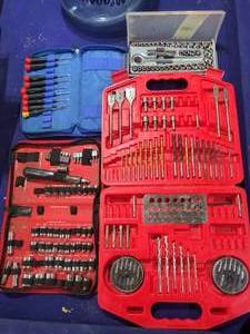 lot 99 image: socket and bit sets (a few missing)