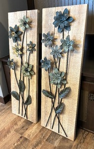 lot 152 image: Pair of Fabulous Metal Floral Wall Hangings