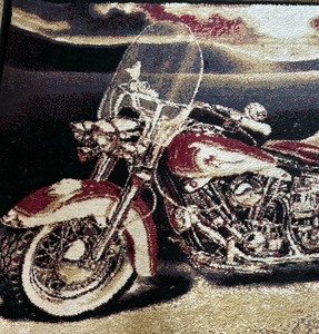 lot 219 image: Motorcycle Motif Rug by Shaw Rugs