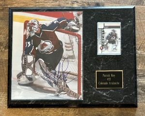 lot 248 image: Autographed #33 Patrick Roy Colorado Avalanche Hockey Plaque with Trading Card and Certificate of Authenticity