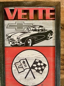 lot 254 image: Vintage Look Chevrolet and Vette Signs Wall Decor