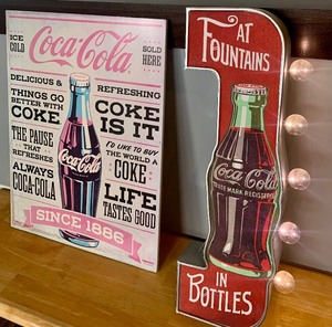 lot 188 image: Coca Cola Signs Including One Light-Up Wall Hanging