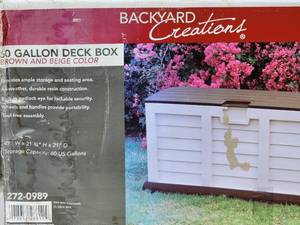 lot 149 image: NEW Backyard Creations 30 Gallon Deck Box
