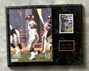 lot 326 image: #8 Daunte Culpepper Autographed Print and Collectable Card Plaque with Certificate of Authenticity