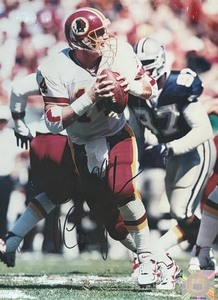 lot 373 image: #14 Brad Johnson Washington Redskins Autographed Print and Collectable Card Plaque with Certificate of Authenticity