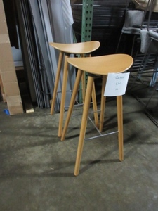 lot 350 image: STEELCASE COALESSE WOODEN BAR STOOLS