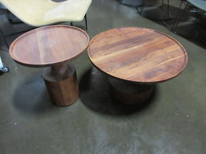 lot 372 image: BLU DOT TURN SOLID WOOD COFFEE AND END TABLE