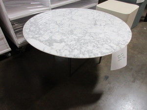 lot 380 image: WEST ELM MARBLE TOP COFFEE TABLE