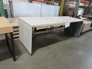 lot 411 image: LARGE, WHITEWASH, STEELCASE, HEIGHT ADJUSTABLE DESK