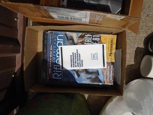 lot 110 image: Safety can, 3 pvc & firearms books. As shown.