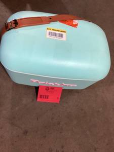 Polarbox 21 Qt. Classic Retro Vintage Style Cooler with Leather Strap in Cyan - Baby Rose   Customer Returns See Pictures