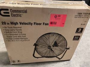 Commercial Electric 20 in. 3-Speed High Velocity Floor Fan     Customer Returns See Pictures