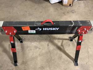 Husky 25.5 in. x 42.5 W25.5 in. to 32.5 in. H Adjustable Saw Horse and Jobsite Table with 1300 lbs. Capacity - 1 Each Customer Returns See Pictures