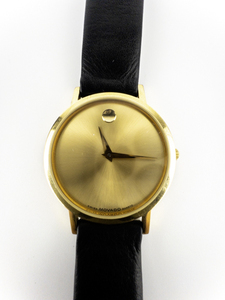 Ladys Movado  Museum Classic yellow gold plated Quartz Analog watch. New Battery Installed. Comes in Original Red Velvet Case & Box.