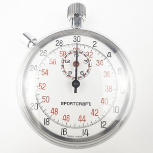 Sportcraft  7 Jewels white &amp Silver tone MECHANICAL STOP WATCH. Working.