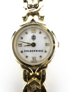 Ladys Unknown  Cold Spring White Dial yellow plated stainless steel Quartz Analog watch. New Battery Installed. Comes in its Original Packaging
